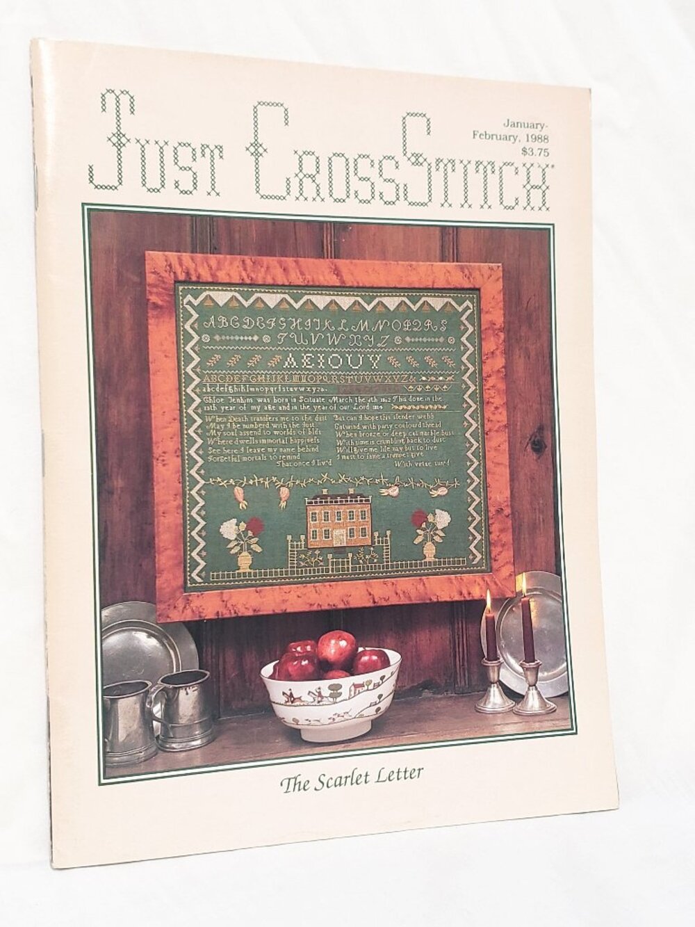Just CrossStitch Magazine Jan Feb 1988 Kissing Fish Scarlet Letter Eagle Bluff